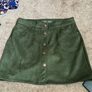 Velvet green button up skirt